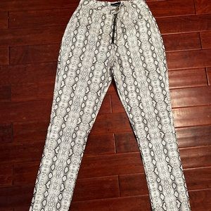 Black and white snakeskin PrettyLittleThing pants